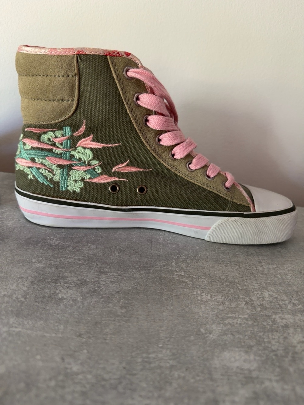 RARE Heidi Klum x Papillio Birkenstock High Top Sneakers Olive Pink Sz 7 Y2K